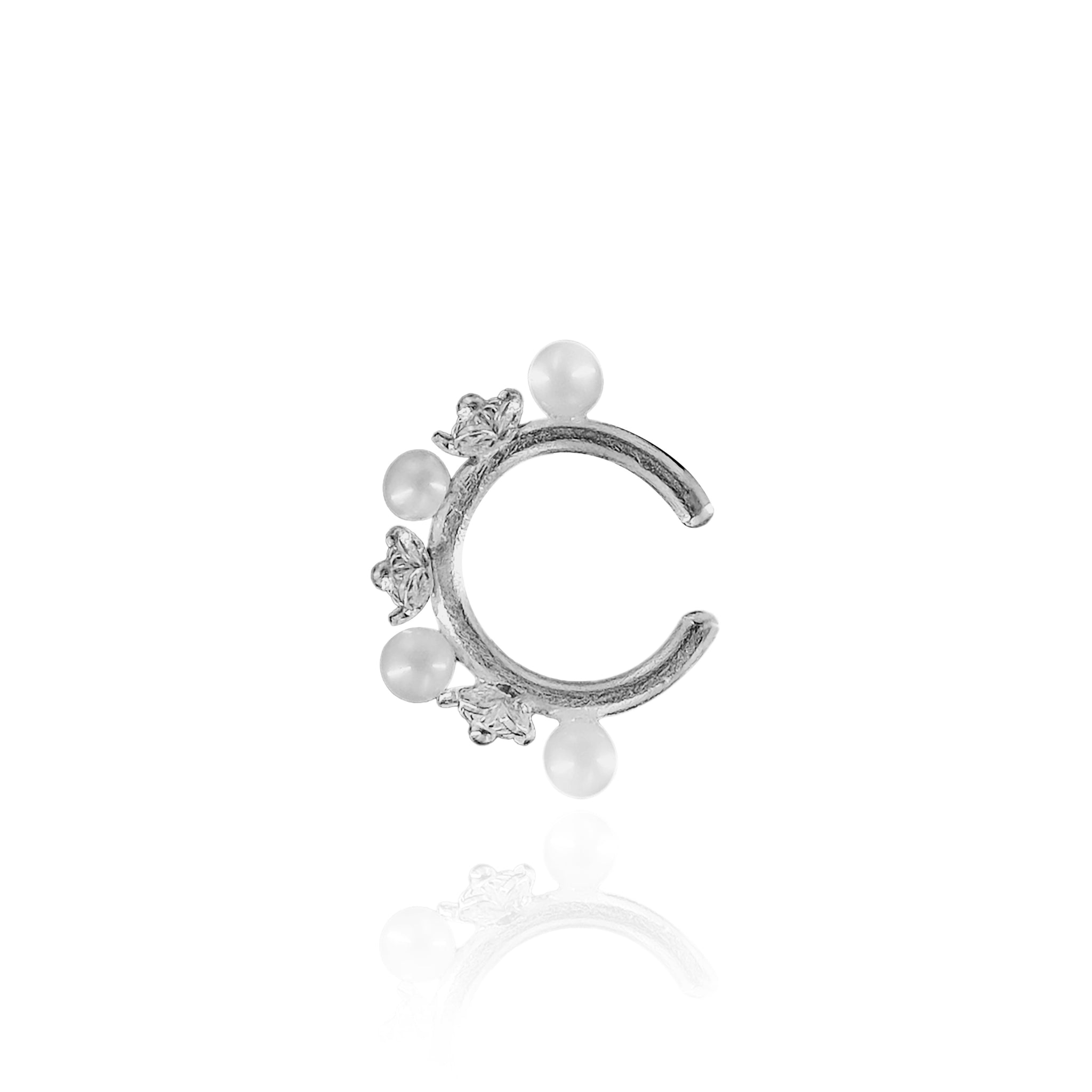 Filigree Ear Cuff in Recycled Silver with Pearls